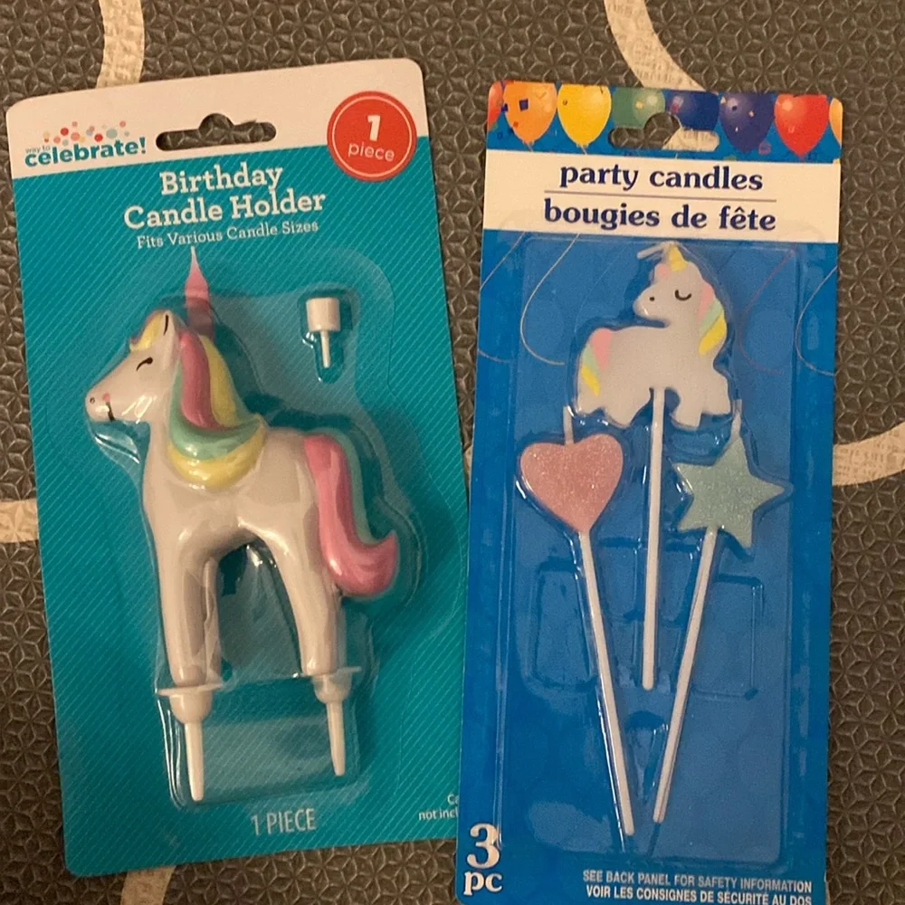 Unicorn Birthday Candle Holder and Party Candles